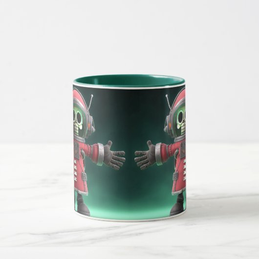 Skeleton Astronaut Mug – Funny Space Skull in Red マグカップ (中央)