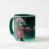 Skeleton Astronaut Mug – Funny Space Skull in Red  マグカップ (正面左)