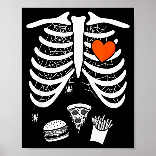 Skeleton Baby Pregnant Xray Rib Cage For Fall Hall ポスター (正面)