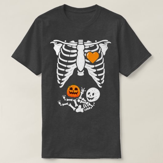 Skeleton Baby Pregnant Xray Rib Cage for Fall Hall Tシャツ (デザイン正面)