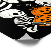 Skeleton Baby Twins Halloween Pregnancy Announceme ポスター (角)