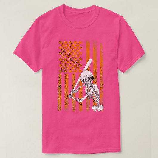 Skeleton Baseball Player Fan Skeleton Halloween Ba Tシャツ (デザイン正面)