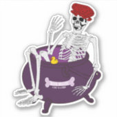 Skeleton Bathing in Cauldron Sticker シール (正面)