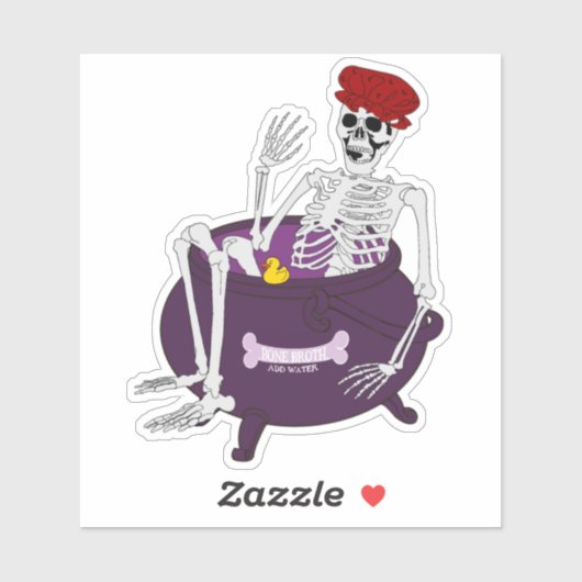 Skeleton Bathing in Cauldron Sticker シール (シート)