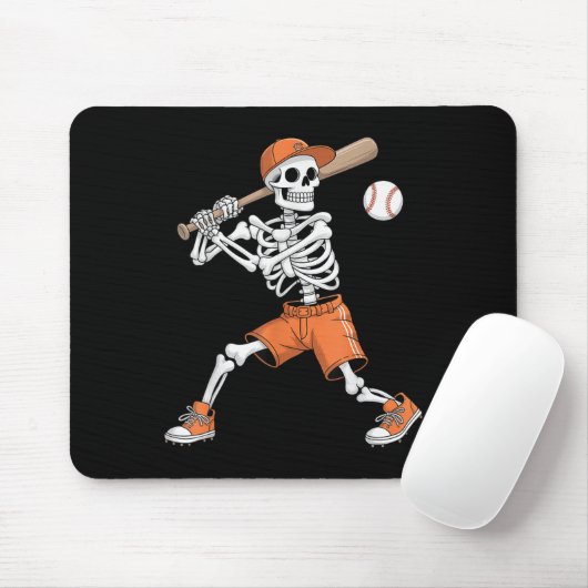 Skeleton Batting Baseball Halloween  マウスパッド (マウス)