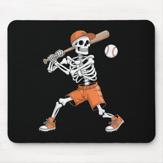 Skeleton Batting Baseball Halloween  マウスパッド (正面)