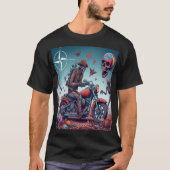 Skeleton Biker in Surreal Psychedelic World Tシャツ (正面)