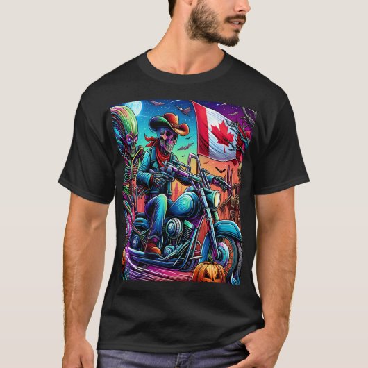 Skeleton Biker's Halloween Adventure Tシャツ (正面)