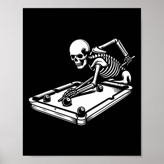 Skeleton Billiards Halloween Pool Snooker Billiard ポスター (正面)