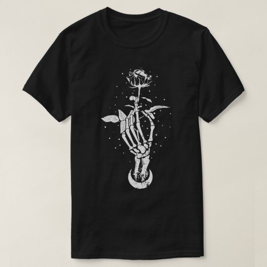 Skeleton Blackcraft Moon Rose Witchcraft Tattoo Ta Tシャツ (デザイン正面)