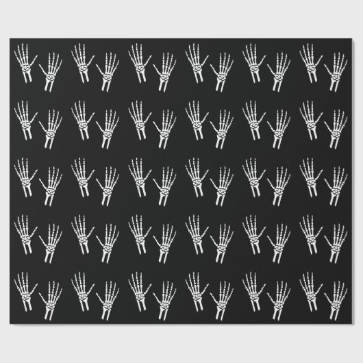 Skeleton Bone Hands Pattern On Black Halloween ラッピングペーパー (フラット)