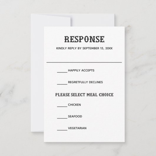 Skeleton Bones Wedding RSVP Card (正面)