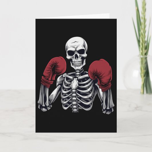 Skeleton Boxer Boxing Kickboxing Halloween Martial カード (正面)