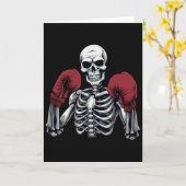Skeleton Boxer Boxing Kickboxing Halloween Martial カード (黄色い花)