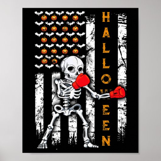 Skeleton Boxing Halloween Boxer Kickboxing Mma Us  ポスター (正面)