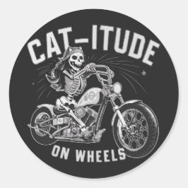 Skeleton Catバイクに乗る – Cat-itude ラウンドシール