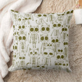 Skeleton Cat Fish Skeleton Bone Leggings クッション (ブランケット)