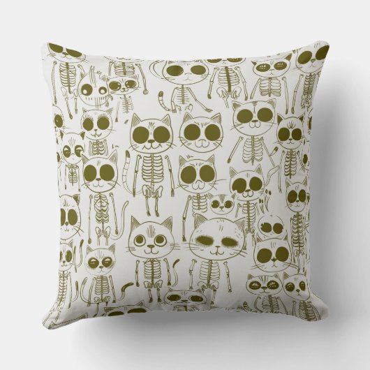 Skeleton Cat Fish Skeleton Bone Leggings クッション (裏面)