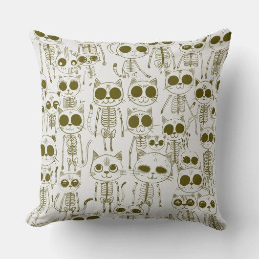 Skeleton Cat Fish Skeleton Bone Leggings クッション (正面)