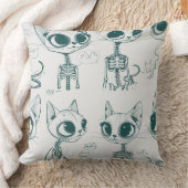 Skeleton Cat Fish Skeleton Bone Leggings クッション (ブランケット)