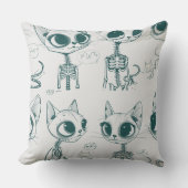 Skeleton Cat Fish Skeleton Bone Leggings クッション (正面)