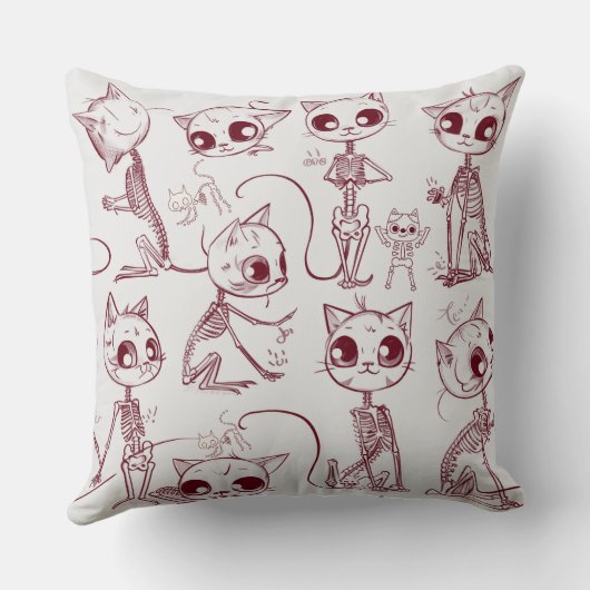 Skeleton Cat Fish Skeleton Bone Leggings クッション (裏面)