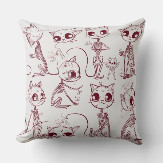 Skeleton Cat Fish Skeleton Bone Leggings クッション (正面)