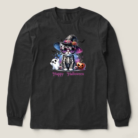 Skeleton Cat-Halloween Costumes トライブレンドＴシャツ (デザイン正面)