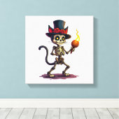 Skeleton Cat Jamboree キャンバスプリント (インサイチュ (ウッドフロア))