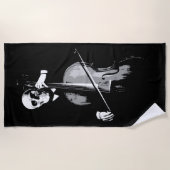 Skeleton Cellist Dark Minimal Illustration ビーチタオル (正面)