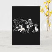 Skeleton Chasing French Bulldog Halloween Dog Mom  カード (黄色い花)
