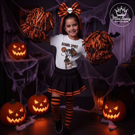 Skeleton Cheerleader Halloween School Spirit Tシャツ
