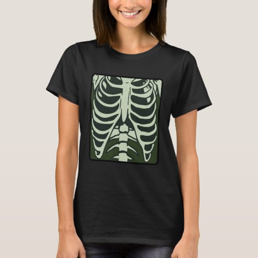Skeleton Chest X Ray Costume Horror Human Radiogr Tシャツ (正面)