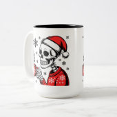 Skeleton Christmas Coffee Funny Holiday Design ツートーンマグカップ (正面左)