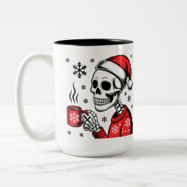 Skeleton Christmas Coffee Funny Holiday Design ツートーンマグカップ