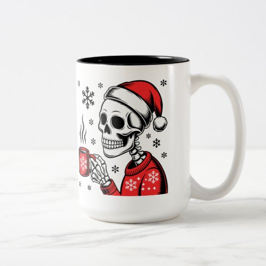 Skeleton Christmas Coffee Funny Holiday Design ツートーンマグカップ (右)