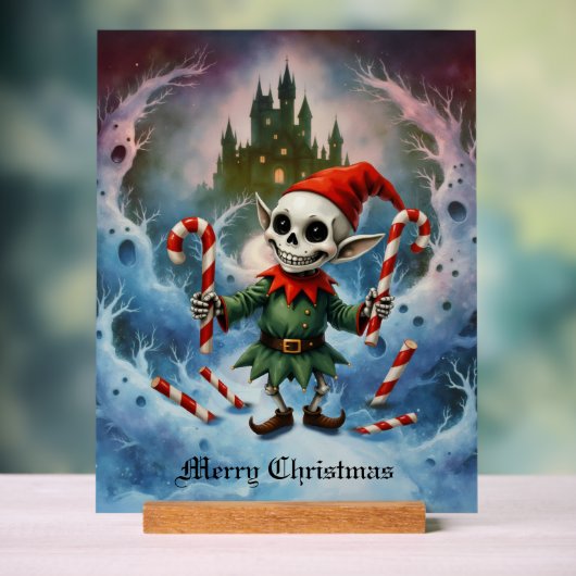 Skeleton Christmas Elf – Creepy Cute Dark Holiday  アクリルサイン (ニュートラル)