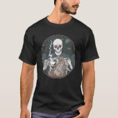 Skeleton Coffee And Cat  Halloween Cat Tシャツ (正面)