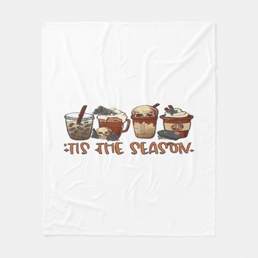 Skeleton Coffee Cups Coffee Lover フリースブランケット (正面)