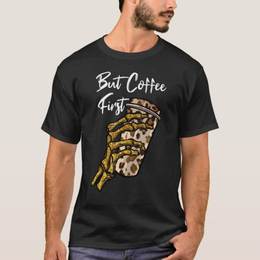 Skeleton Coffee Halloween Pumpkin Latte Drink Pump Tシャツ (正面)