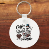 Skeleton Coffee Is My Valentine Funny Coffee Drink キーホルダー (正面)
