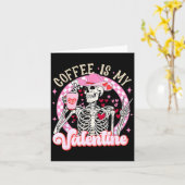 Skeleton Coffee Is My Valentine Funny Valentines D カード (黄色い花)