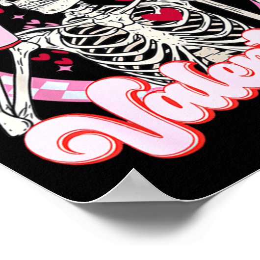 Skeleton Coffee Is My Valentine Funny Valentines D ポスター (角)