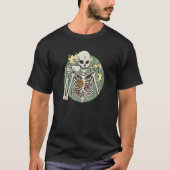 Skeleton Coffee Living Dead Zombie Skull Tシャツ (正面)