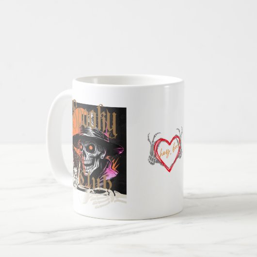 Skeleton Couple Enjoying Coffee コーヒーマグカップ (正面左)