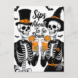 Skeleton Couple Halloween シーズンポストカード