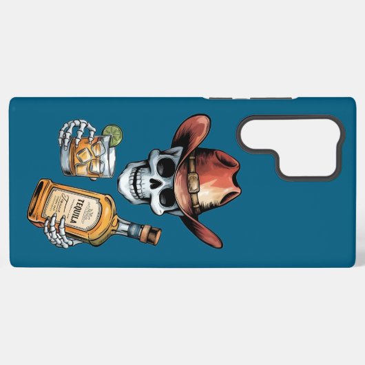 Skeleton Cowboy for Tequila & Whiskey Lovers Samsung Galaxyケース (裏面横)
