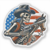 Skeleton Cowboy USA シール (正面)