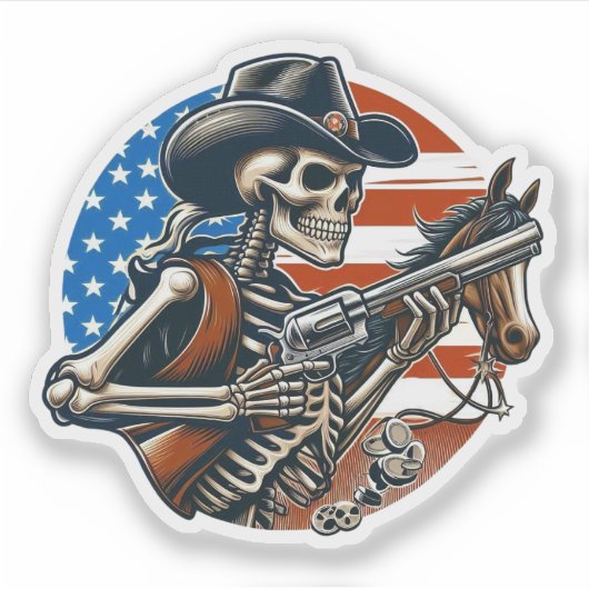 Skeleton Cowboy USA シール (正面)