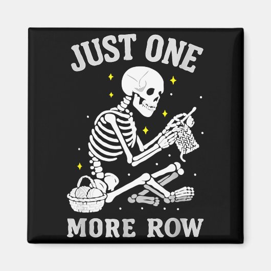Skeleton Crochet Crafter Tee Just One More Row  マグネット (正面)